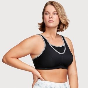 Glamorise Black Sports Bar Wireless No Bounce Size 38E (DD)